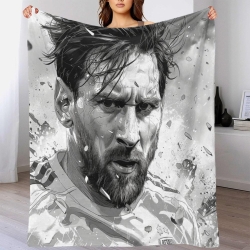 Lionel Messi Plaid en Polaire Imprimé 3D Couverture Douce Confortable pour Canapé Lit Bureau
