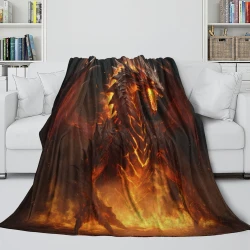 occidental Dragon Plaid en Polaire Imprimé 3D Couverture Douce Confortable pour Canapé Lit Bureau