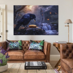 Corbeau Peinture sur toile sans cadre, impressions posters art mural pour déco maison chambre bureau
