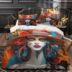 Art abstrait Femmes Housse de Couette Imprimée 3D Douce 3 Pièces Literie Garçons Filles