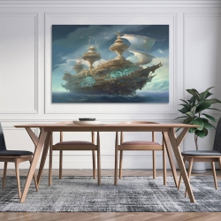 Voilier Peinture sur toile sans cadre, impressions posters art mural pour déco maison chambre bureau