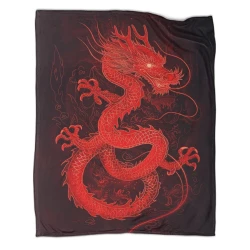 Dragon Plaid en Polaire Imprimé 3D Couverture Douce Confortable pour Canapé Lit Bureau