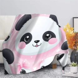 Panda Plaid en Polaire Imprimé 3D Couverture Douce Confortable pour Canapé Lit Bureau