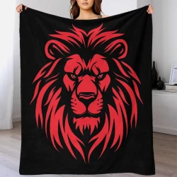 Lion Plaid en Polaire Imprimé 3D Couverture Douce Confortable pour Canapé Lit Bureau