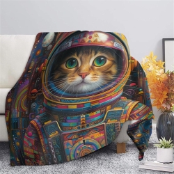 Chat Plaid en Polaire Imprimé 3D Couverture Douce Confortable pour Canapé Lit Bureau