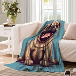 Pug Chien Plaid en Polaire Imprimé 3D Couverture Douce Confortable pour Canapé Lit Bureau