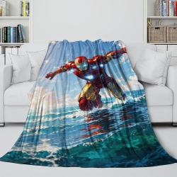 Avengers Iron Man Plaid en Polaire Imprimé 3D Couverture Douce Confortable pour Canapé Lit Bureau