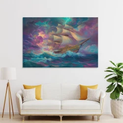 Voilier Peinture sur toile sans cadre, impressions posters art mural pour déco maison chambre bureau