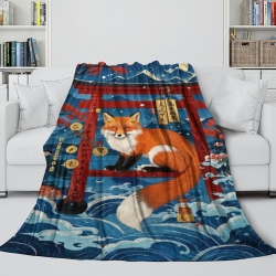 Renard Plaid en Polaire Imprimé 3D Couverture Douce Confortable pour Canapé Lit Bureau