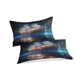 Voilier Housse de Couette Imprimée 3D Douce 3 Pièces Literie Garçons Filles