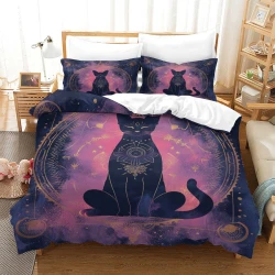 Chat Housse de Couette Imprimée 3D Douce 3 Pièces Literie Garçons Filles