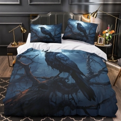 Corbeau Housse de Couette Imprimée 3D Douce 3 Pièces Literie Garçons Filles