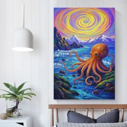Pieuvre Peinture sur toile sans cadre, impressions posters art mural pour déco maison chambre bureau
