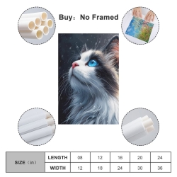Cute Blue Eyed Chat Peinture sur toile sans cadre, impressions posters art mural pour déco maison chambre bureau
