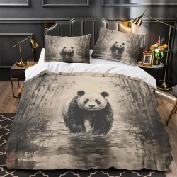 Panda Housse de Couette Imprimée 3D Douce 3 Pièces Literie Garçons Filles