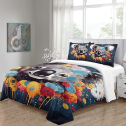 Koala Housse de Couette Imprimée 3D Douce 3 Pièces Literie Garçons Filles