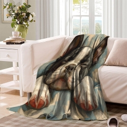 French Bouledogue Plaid en Polaire Imprimé 3D Couverture Douce Confortable pour Canapé Lit Bureau