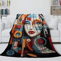 Art abstrait Femmes Plaid en Polaire Imprimé 3D Couverture Douce Confortable pour Canapé Lit Bureau