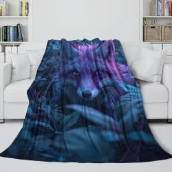Renard Plaid en Polaire Imprimé 3D Couverture Douce Confortable pour Canapé Lit Bureau