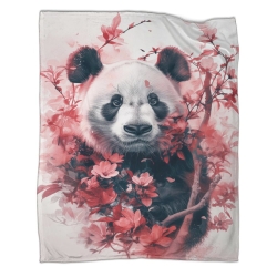 Giant Panda Plaid en Polaire Imprimé 3D Couverture Douce Confortable pour Canapé Lit Bureau