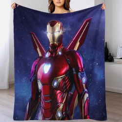 Avengers Iron Man Plaid en Polaire Imprimé 3D Couverture Douce Confortable pour Canapé Lit Bureau