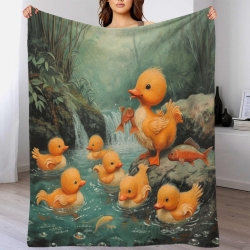 Yellow Duck 3D Printed Fleece Throw Blanket Soft Cozy Blanket for Couch Sofa Bed Office