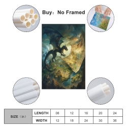 Dragon Peinture sur toile sans cadre, impressions posters art mural pour déco maison chambre bureau