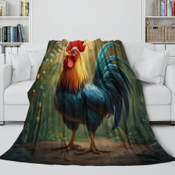 Coq Plaid en Polaire Imprimé 3D Couverture Douce Confortable pour Canapé Lit Bureau