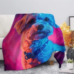 Yorkshire Terrier Plaid en Polaire Imprimé 3D Couverture Douce Confortable pour Canapé Lit Bureau