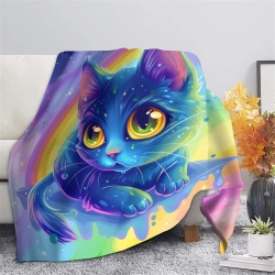Chat Plaid en Polaire Imprimé 3D Couverture Douce Confortable pour Canapé Lit Bureau