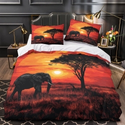 Éléphant Housse de Couette Imprimée 3D Douce 3 Pièces Literie Garçons Filles