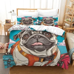 Bouledogue français Housse de Couette Imprimée 3D Douce 3 Pièces Literie Garçons Filles