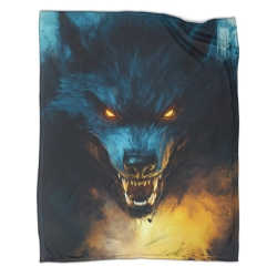 Loup Plaid en Polaire Imprimé 3D Couverture Douce Confortable pour Canapé Lit Bureau