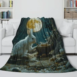 Lapin Petit lapin Plaid en Polaire Imprimé 3D Couverture Douce Confortable pour Canapé Lit Bureau