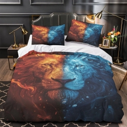 Lion Housse de Couette Imprimée 3D Douce 3 Pièces Literie Garçons Filles