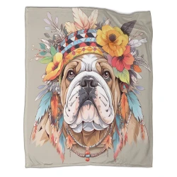 French Bouledogue Plaid en Polaire Imprimé 3D Couverture Douce Confortable pour Canapé Lit Bureau