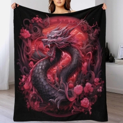 oriental Dragón Manta de Forro Polar Impresa en 3D Suave y Acogedora para Sofá Cama Oficina