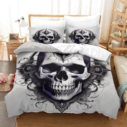 Crâne Housse de Couette Imprimée 3D Douce 3 Pièces Literie Garçons Filles