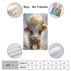 Vache des Highlands Peinture sur toile sans cadre, impressions posters art mural pour déco maison chambre bureau