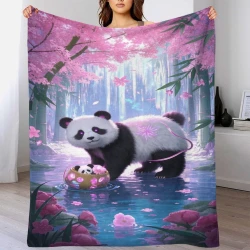 Panda Plaid en Polaire Imprimé 3D Couverture Douce Confortable pour Canapé Lit Bureau