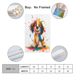 Chien de dessin animé Peinture sur toile sans cadre, impressions posters art mural pour déco maison chambre bureau