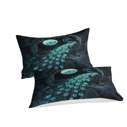 Paon Housse de Couette Imprimée 3D Douce 3 Pièces Literie Garçons Filles