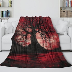 Arbre de vie Plaid en Polaire Imprimé 3D Couverture Douce Confortable pour Canapé Lit Bureau