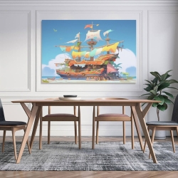 Velero Pintura en lienzo sin marco, impresiones de pósters arte pared para decoración hogar dormitorio oficina