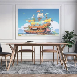 Voilier Peinture sur toile sans cadre, impressions posters art mural pour déco maison chambre bureau