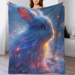 Lapin Petit lapin Plaid en Polaire Imprimé 3D Couverture Douce Confortable pour Canapé Lit Bureau