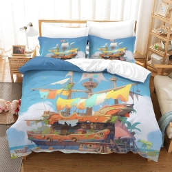 Voilier Housse de Couette Imprimée 3D Douce 3 Pièces Literie Garçons Filles