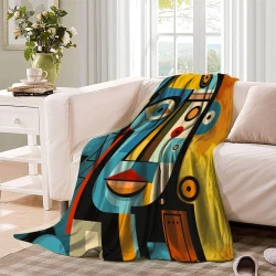 Art abstrait Plaid en Polaire Imprimé 3D Couverture Douce Confortable pour Canapé Lit Bureau