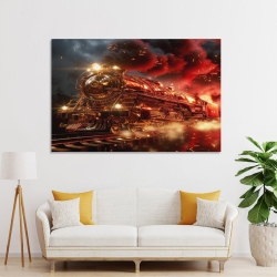 Train à vapeur Peinture sur toile sans cadre, impressions posters art mural pour déco maison chambre bureau