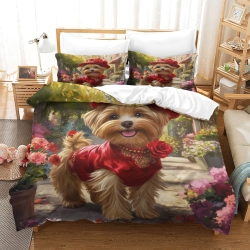Yorkshire Terrier Housse de Couette Imprimée 3D Douce 3 Pièces Literie Garçons Filles